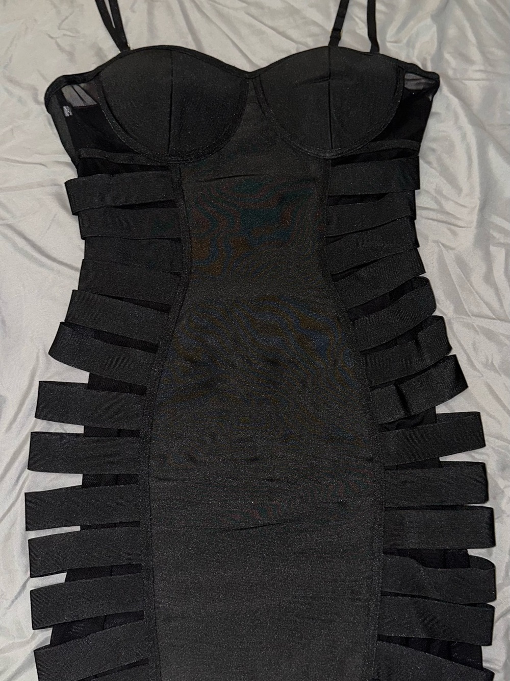 superdown Black Strappy Bodycon Mini Dress Domino Dress